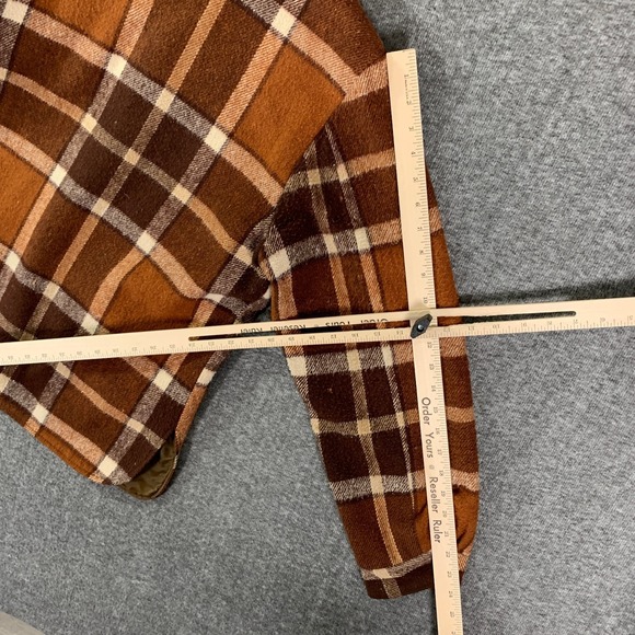 Vintage Sears Flannel Shirt Men Large Shacket 70's Hippie Brown Plaid Outerwear - Picture 11 of 12